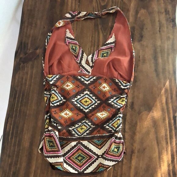 NWT Nicole Miller Tribal Boho Silk Halter Top - s - Picture 4 of 8
